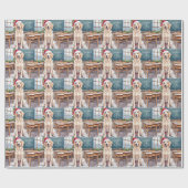 Engelse Setter Cozy Klaslokaal Leraar Sinterklaas Cadeaupapier (Vlak)