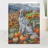 Engelse Setter Dog Autumn Harvest Thanksgiving Kaart (Voorkant)