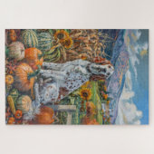 Engelse Setter Dog Autumn Harvest Thanksgiving Legpuzzel (Horizontaal)