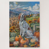Engelse Setter Dog Autumn Harvest Thanksgiving Legpuzzel (Verticaal)