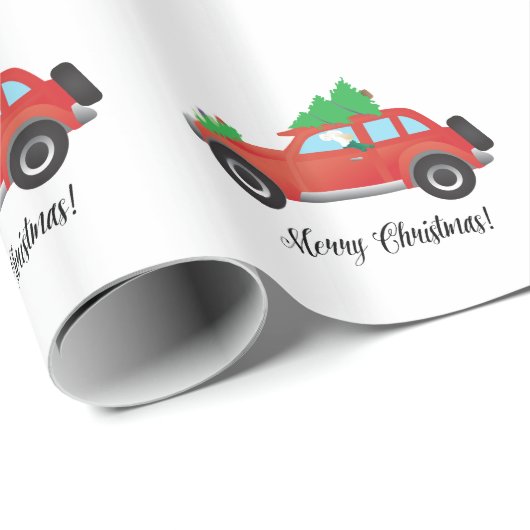 Engelse Setter Dog Driving a Car - Tree on Top Cadeaupapier (Rol Hoek)