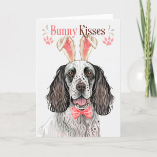 Engelse Setter Dog in Bunny Ears voor Pasen Feestdagen Kaart