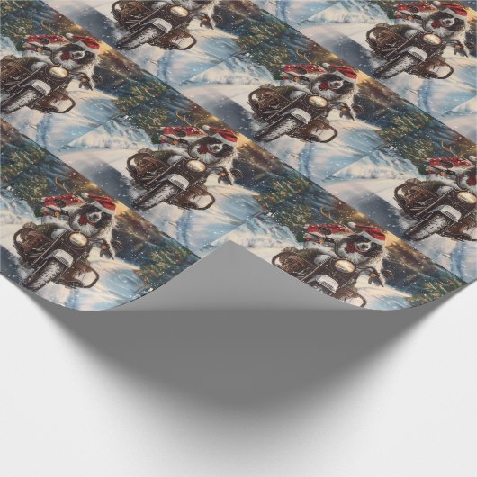 Engelse Setter Dog Riding Motorcycle Kerstmis Cadeaupapier (Hoek)