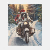 Engelse Setter Dog Riding Motorcycle Kerstmis Fleece Deken (Voorkant)