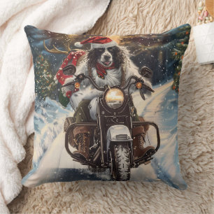 Engelse Setter Dog Riding Motorcycle Kerstmis Kussen