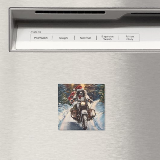 Engelse Setter Dog Riding Motorcycle Kerstmis Magneet (Insitu (Vaatwasser))