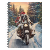 Engelse Setter Dog Riding Motorcycle Kerstmis Notitieboek (Voorkant)