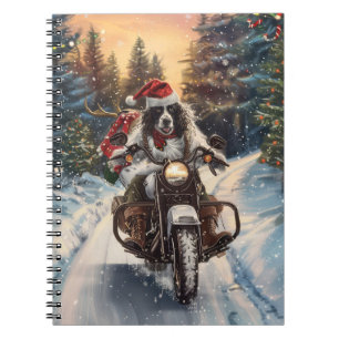 Engelse Setter Dog Riding Motorcycle Kerstmis Notitieboek
