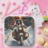 Engelse Setter Dog Riding Motorcycle Kerstmis Papieren Bordje (Feest)