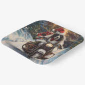 Engelse Setter Dog Riding Motorcycle Kerstmis Papieren Bordje (Gebogen)