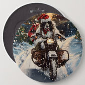 Engelse Setter Dog Riding Motorcycle Kerstmis Ronde Button 6,0 Cm (Voorkant /achterkant)