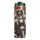 Engelse Setter Dog Riding Motorcycle Kerstmis Thermosbeker (Voorkant)