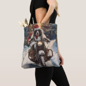 Engelse Setter Dog Riding Motorcycle Kerstmis Tote Bag (Dichtbij)
