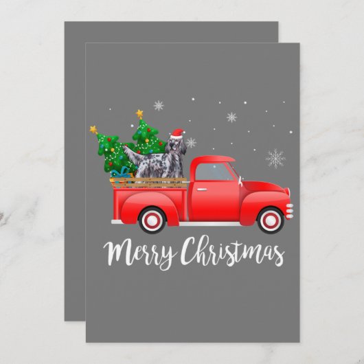 Engelse Setter Dog Riding Red Vrauck Kerstmis Kaart (Voorkant / Achterkant)