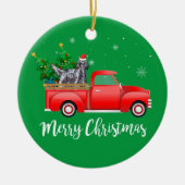 Engelse Setter Dog Riding Red Vrauck Kerstmis Keramisch Ornament (Voorkant)