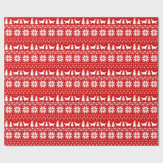Engelse Setter Dog Silhouettes kerstfeestdag Cadeaupapier (Vlak)
