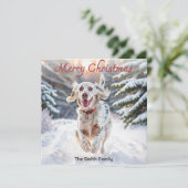 Engelse Setter Dog Snow Waterverf Vrolijk Kerstfee Feestdagenkaart (Staand voorkant)