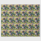 Engelse Setter Dog Spring Flowers Painting Cadeaupapier (Vlak)