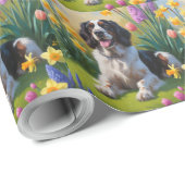 Engelse Setter Dog Spring Flowers Painting Cadeaupapier (Rol Hoek)