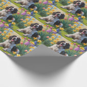 Engelse Setter Dog Spring Flowers Painting Cadeaupapier (Hoek)