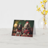 Engelse Setter Dogs Christmas Kaart (Gele Bloem)