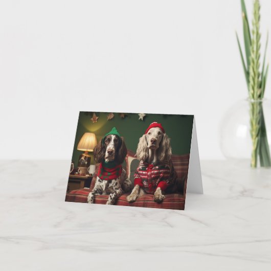 Engelse Setter Dogs Christmas Kaart (Voorkant)