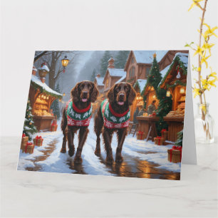 Engelse Setter Dogs Kerstmis Sneeuw Vakantie Kaart