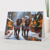 Engelse Setter Dogs Kerstmis Sneeuw Vakantie Kaart (Voorkant)