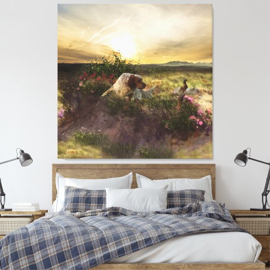 Engelse Setter, fazantjacht Canvas Afdruk (Insitu (Slaapkamer))