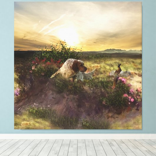 Engelse Setter, fazantjacht Canvas Afdruk (Insitu (Houten vloer))