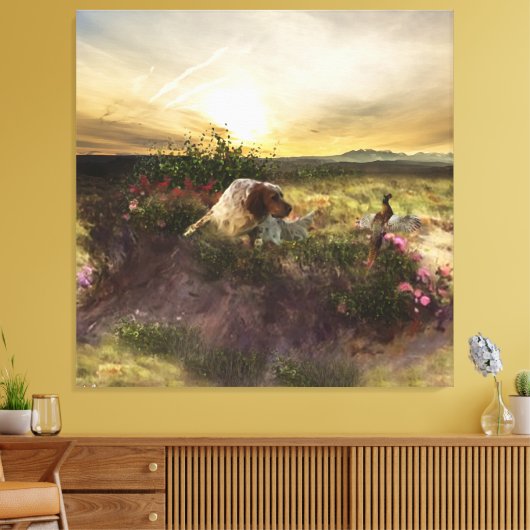 Engelse Setter, fazantjacht Canvas Afdruk (Insitu (Woonkamer))