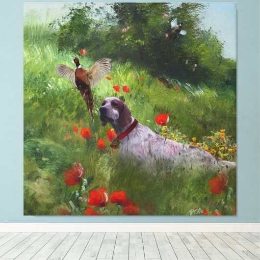Engelse Setter, fazantjacht Canvas Afdruk (Insitu (Houten vloer))