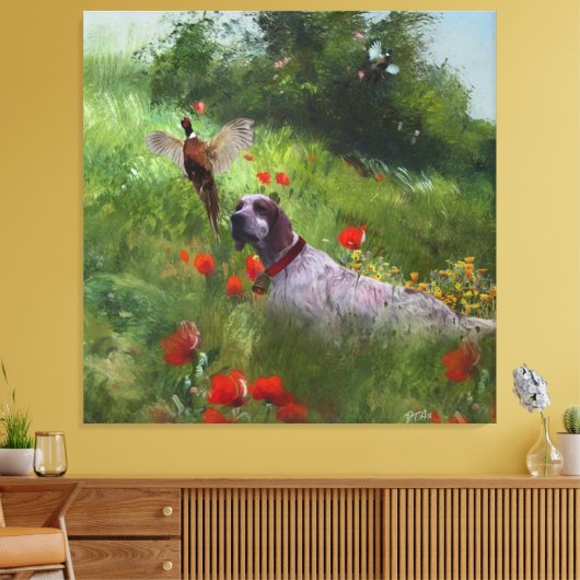 Engelse Setter, fazantjacht Canvas Afdruk (Insitu (Woonkamer))