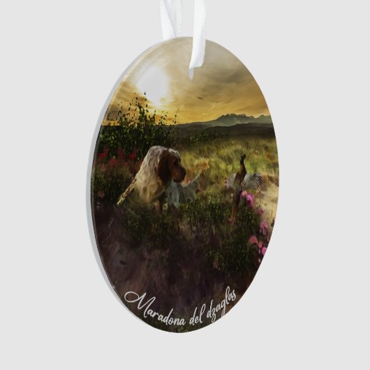 Engelse Setter, fazantjacht Ornament (voorkant)