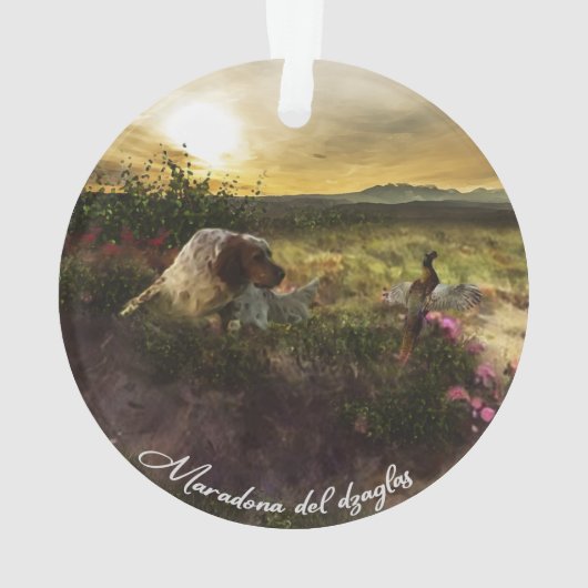 Engelse Setter, fazantjacht Ornament (achterkant)