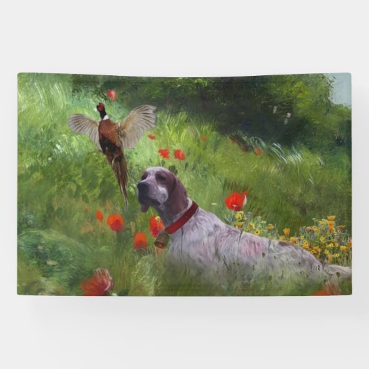 Engelse Setter, fazantjacht Spandoek (Horizontaal)