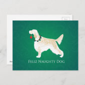 Engelse Setter Feliz Naughty Dog Kerstmis Feestdagenkaart (Voorkant / Achterkant)