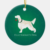 Engelse Setter Feliz Naughty Dog Kerstmis Keramisch Ornament (Voorkant)