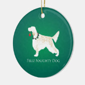 Engelse Setter Feliz Naughty Dog Kerstmis Keramisch Ornament (Links)
