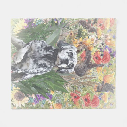 Engelse Setter Fleece Deken (Voorkant (Horizontaal))