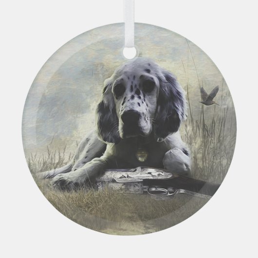 Engelse Setter Glas Ornament (Voorkant)