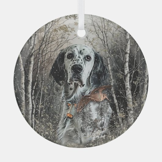 Engelse Setter Glas Ornament (Voorkant)