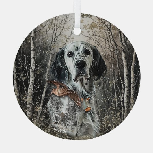 Engelse Setter Glas Ornament (Achterkant)