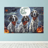Engelse Setter Halloween Griezelen Canvas Afdruk (Insitu (Houten vloer))