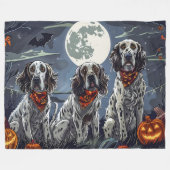 Engelse Setter Halloween Griezelen Fleece Deken (Voorkant (Horizontaal))