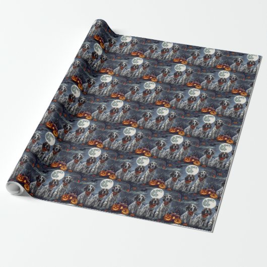 Engelse Setter Halloween Griezelig Cadeaupapier (Uitgerold)
