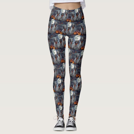 Engelse Setter Halloween Griezelig Leggings (Voorkant)