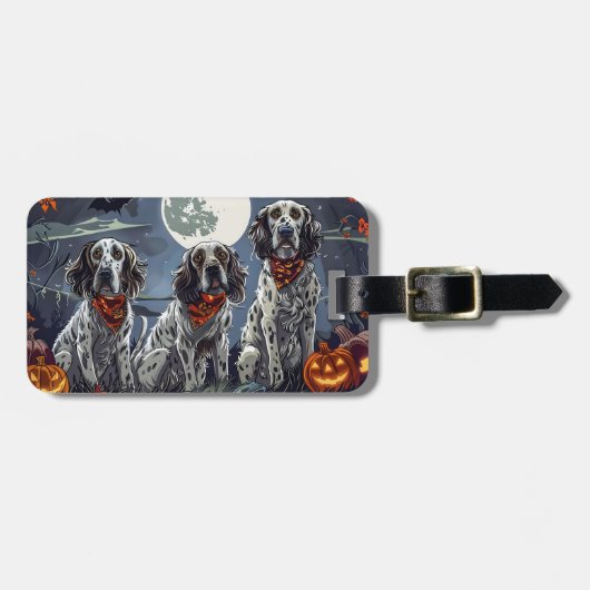 Engelse Setter Halloween Spoken Bagagelabel (Voorkant horizontaal)