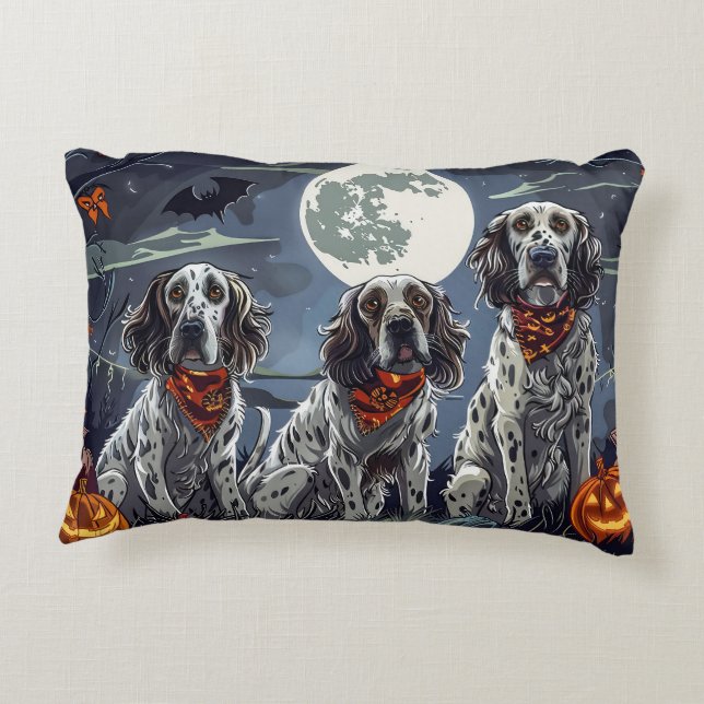 Engelse Setter Halloween Spooky Accent Kussen (Achterkant)