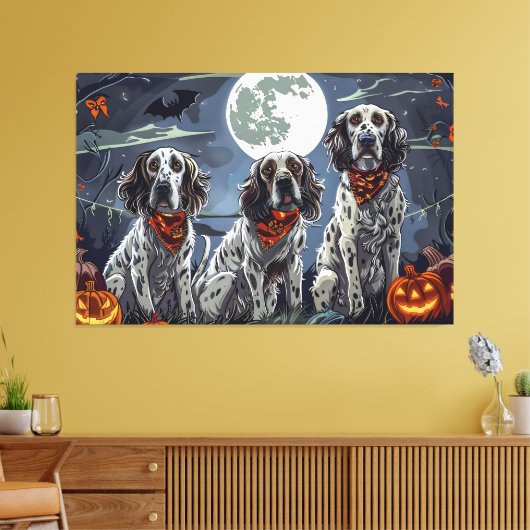 Engelse Setter Halloween Spooky Canvas Afdruk (Insitu (Woonkamer))